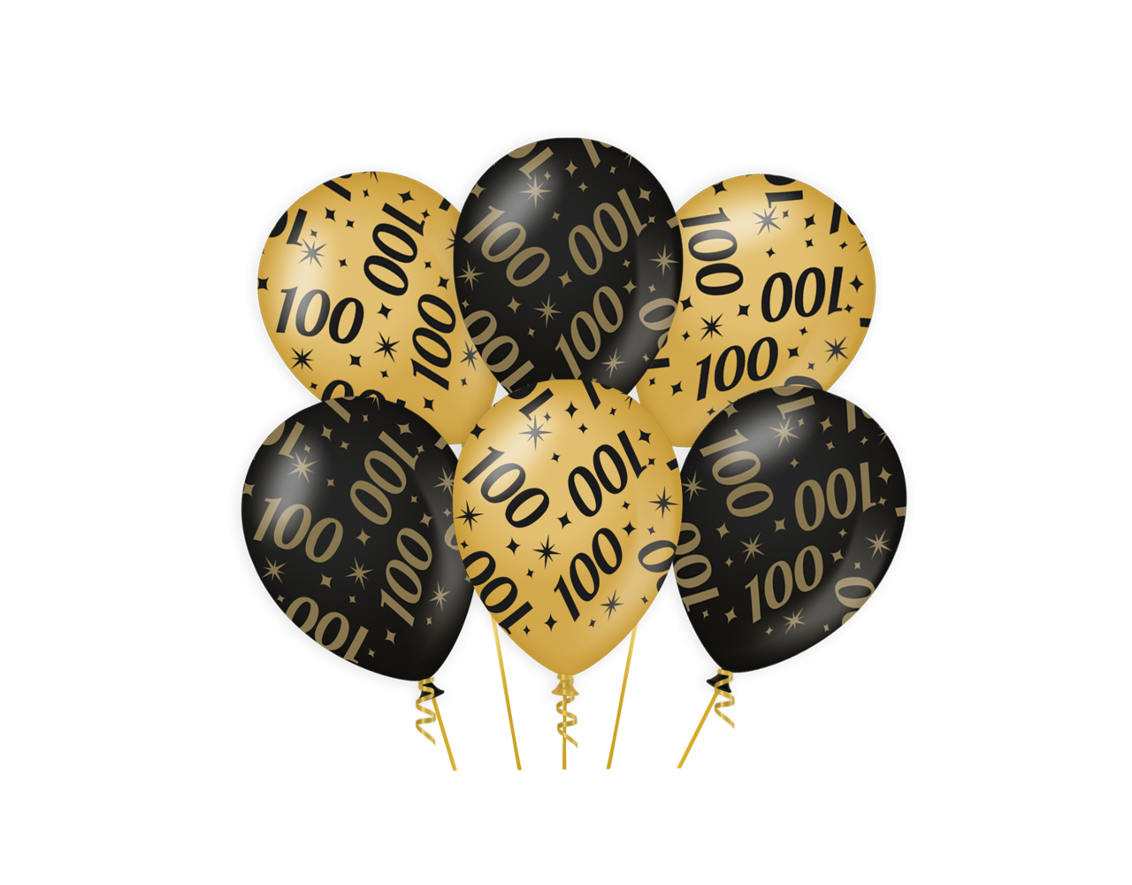 nul martelen timmerman Ballonnen 100 Jaar Goud Zwart 30cm 6st - Partywinkel