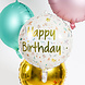 Helium Ballon Happy Birthday Bloemen Roze Goud Leeg 45cm Helium Ballon Happy Birthday Bloemen Roze Goud Leeg 45cm