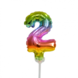 Folie Ballon Cijfer 2 Regenboog 13cm leeg Folie Ballon Cijfer 2 Regenboog 13cm leeg