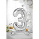 Folie Ballon Cijfer 3 Zilver Standaard Leeg 70cm Folie Ballon Cijfer 3 Zilver Standaard Leeg 70cm