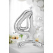 Folie Ballon Cijfer 4 Zilver Standaard Leeg 70cm Folie Ballon Cijfer 4 Zilver Standaard Leeg 70cm