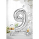 Folie Ballon Cijfer 9 Zilver Standaard Leeg 70cm Folie Ballon Cijfer 9 Zilver Standaard Leeg 70cm