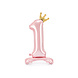 Folie Ballon Cijfer 1 Lichtroze Standaard Leeg 84cm Folie Ballon Cijfer 1 Lichtroze Standaard Leeg 84cm