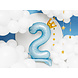 Folie Ballon Cijfer 2 Lichtblauw Standaard Leeg 84cm Folie Ballon Cijfer 2 Lichtblauw Standaard Leeg 84cm