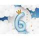 Folie Ballon Cijfer 6 Lichtblauw Standaard Leeg 84cm Folie Ballon Cijfer 6 Lichtblauw Standaard Leeg 84cm