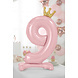 Folie Ballon Cijfer 9 Lichtroze Standaard Leeg 70cm Folie Ballon Cijfer 9 Lichtroze Standaard Leeg 70cm