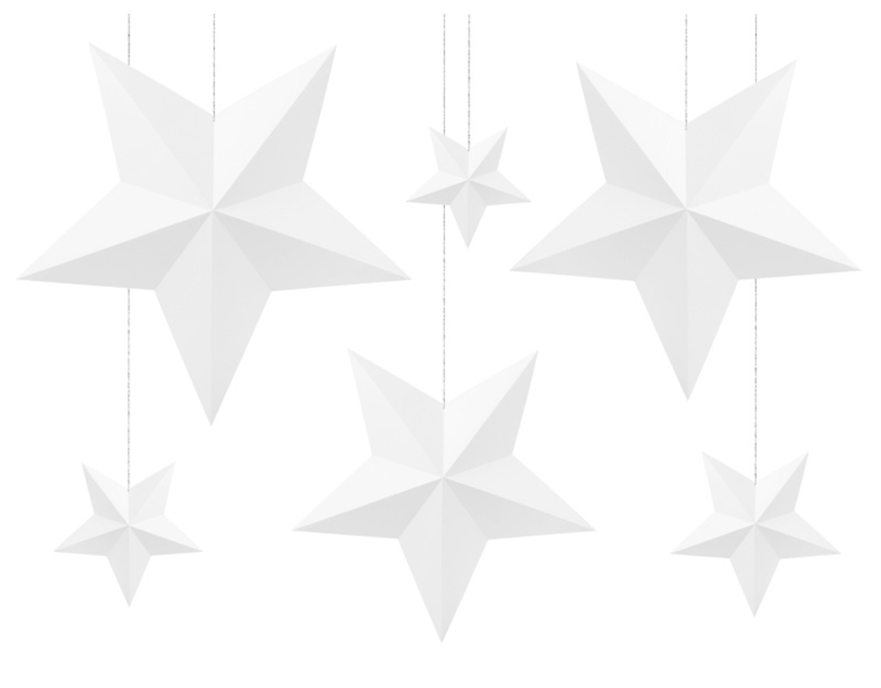 Bekijk het internet Groot universum Geplooid Decoratie Sterren Wit 6st - Partywinkel