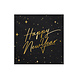 Happy New Year Servetten Zwart 33cm 20st Happy New Year Servetten Zwart 33cm 20st