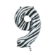 Folie Ballon Cijfer 9 Zebra XL 86cm leeg Folie Ballon Cijfer 9 Zebra XL 86cm leeg