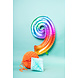 Folie Ballon Cijfer 9 Regenboog XL 81cm leeg Folie Ballon Cijfer 9 Regenboog XL 81cm leeg