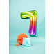 Folie Ballon Cijfer 7 Regenboog XL 81cm leeg Folie Ballon Cijfer 7 Regenboog XL 81cm leeg