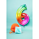 Folie Ballon Cijfer 6 Regenboog XL 81cm leeg Folie Ballon Cijfer 6 Regenboog XL 81cm leeg
