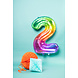 Folie Ballon Cijfer 2 Regenboog XL 81cm leeg Folie Ballon Cijfer 2 Regenboog XL 81cm leeg