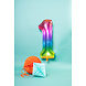 Folie Ballon Cijfer 1 Regenboog XL 81cm leeg Folie Ballon Cijfer 1 Regenboog XL 81cm leeg
