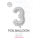 Folieballon Cijfer 3 Zilver 66cm Folieballon Cijfer 3 Zilver 66cm