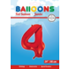 Folie Ballon Cijfer 4 Rood XL 86cm leeg Folie Ballon Cijfer 4 Rood XL 86cm leeg