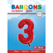 Folie Ballon Cijfer 3 Rood XL 86cm leeg Folie Ballon Cijfer 3 Rood XL 86cm leeg
