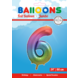 Folie Ballon Cijfer 6 Regenboog XL 86cm leeg Folie Ballon Cijfer 6 Regenboog XL 86cm leeg