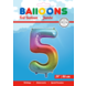 Folie Ballon Cijfer 5 Regenboog XL 86cm leeg Folie Ballon Cijfer 5 Regenboog XL 86cm leeg