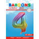 Folie Ballon Cijfer 4 Regenboog XL 86cm leeg Folie Ballon Cijfer 4 Regenboog XL 86cm leeg