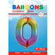 Folie Ballon Cijfer 0 Regenboog XL 86cm leeg Folie Ballon Cijfer 0 Regenboog XL 86cm leeg
