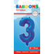 Folie Ballon Cijfer 3 Blauw 41cm met Rietje Folie Ballon Cijfer 3 Blauw 41cm met Rietje