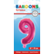 Folie Ballon Cijfer 9 Roze 41cm met Rietje Folie Ballon Cijfer 9 Roze 41cm met Rietje