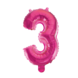 Folie Ballon Cijfer 3 Roze 41cm met Rietje Folie Ballon Cijfer 3 Roze 41cm met Rietje
