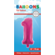 Folie Ballon Cijfer 1 Roze 41cm met Rietje Folie Ballon Cijfer 1 Roze 41cm met Rietje