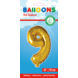 Folie Ballon Cijfer 9 Goud 41cm met Rietje Folie Ballon Cijfer 9 Goud 41cm met Rietje