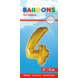 Folie Ballon Cijfer 4 Goud 41cm met Rietje Folie Ballon Cijfer 4 Goud 41cm met Rietje
