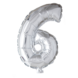 Folie Ballon Cijfer 6 Zilver 41cm met Rietje Folie Ballon Cijfer 6 Zilver 41cm met Rietje