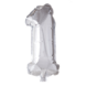 Folie Ballon Cijfer 1 Zilver 41cm met Rietje Folie Ballon Cijfer 1 Zilver 41cm met Rietje
