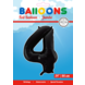 Folie Ballon Cijfer 4 Zwart XL 86cm leeg Folie Ballon Cijfer 4 Zwart XL 86cm leeg