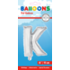 Folie Ballon Letter K Zilver 41cm met Rietje Folie Ballon Letter K Zilver 41cm met Rietje