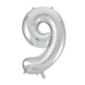 Folie Ballon Cijfer 9 Zilver XL 86cm leeg Folie Ballon Cijfer 9 Zilver XL 86cm leeg
