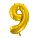 Folie Ballon Cijfer 9 Goud XL 86cm leeg Folie Ballon Cijfer 9 Goud XL 86cm leeg