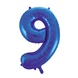 Folie Ballon Cijfer 9 Blauw XL 86cm leeg Folie Ballon Cijfer 9 Blauw XL 86cm leeg