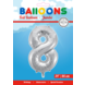 Folie Ballon Cijfer 8 Zilver XL 86cm leeg Folie Ballon Cijfer 8 Zilver XL 86cm leeg