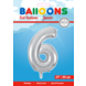 Folie Ballon Cijfer 6 Zilver XL 86cm leeg Folie Ballon Cijfer 6 Zilver XL 86cm leeg