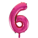 Folie Ballon Cijfer 6 Fuchsia XL 86cm leeg Folie Ballon Cijfer 6 Fuchsia XL 86cm leeg