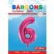 Folie Ballon Cijfer 6 Fuchsia XL 86cm leeg Folie Ballon Cijfer 6 Fuchsia XL 86cm leeg