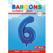 Folie Ballon Cijfer 6 Blauw XL 86cm leeg Folie Ballon Cijfer 6 Blauw XL 86cm leeg