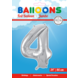 Folie Ballon Cijfer 4 Zilver XL 86cm leeg Folie Ballon Cijfer 4 Zilver XL 86cm leeg