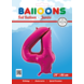 Folie Ballon Cijfer 4 Fuchsia XL 86cm leeg Folie Ballon Cijfer 4 Fuchsia XL 86cm leeg