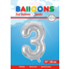 Folie Ballon Cijfer 3 Zilver XL 86cm leeg Folie Ballon Cijfer 3 Zilver XL 86cm leeg