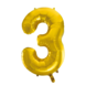Folie Ballon Cijfer 3 Goud XL 86cm leeg Folie Ballon Cijfer 3 Goud XL 86cm leeg