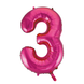 Folie Ballon Cijfer 3 Fuchsia XL 86cm leeg Folie Ballon Cijfer 3 Fuchsia XL 86cm leeg