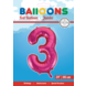 Folie Ballon Cijfer 3 Fuchsia XL 86cm leeg Folie Ballon Cijfer 3 Fuchsia XL 86cm leeg