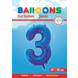 Folie Ballon Cijfer 3 Blauw XL 86cm leeg Folie Ballon Cijfer 3 Blauw XL 86cm leeg